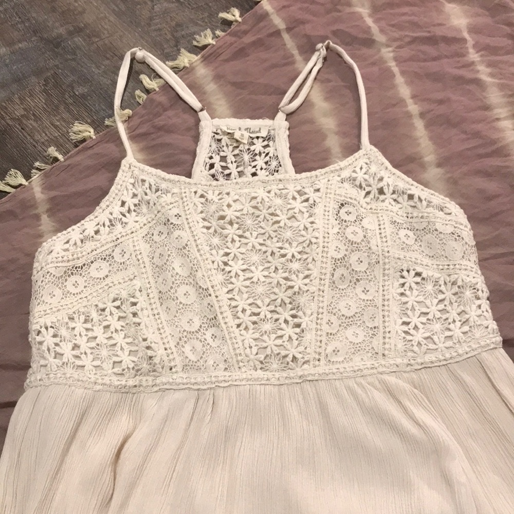 Boho Cream Crochet Spaghetti Strap Dress ▪️ sz M - Picture 6 of 7